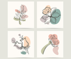 Scandinavian Romantic Flower and leaves poster design set.
