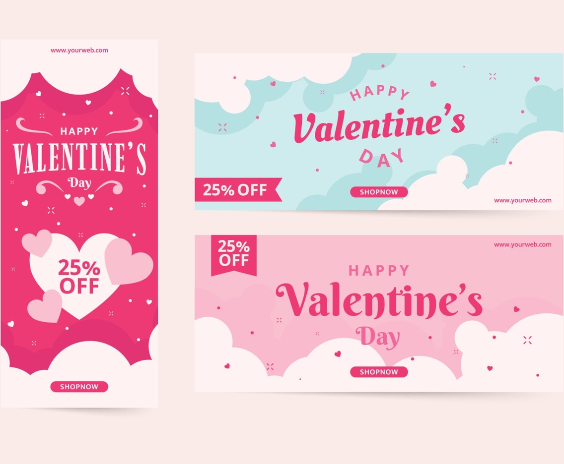 Valentine's Day Banner Template Set