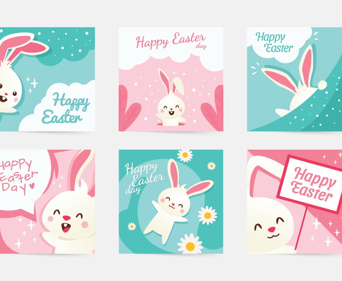 Set of Templates Social Media Post Easter Cute