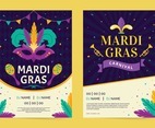 Mardi Gras Template Card Flat Design Layout