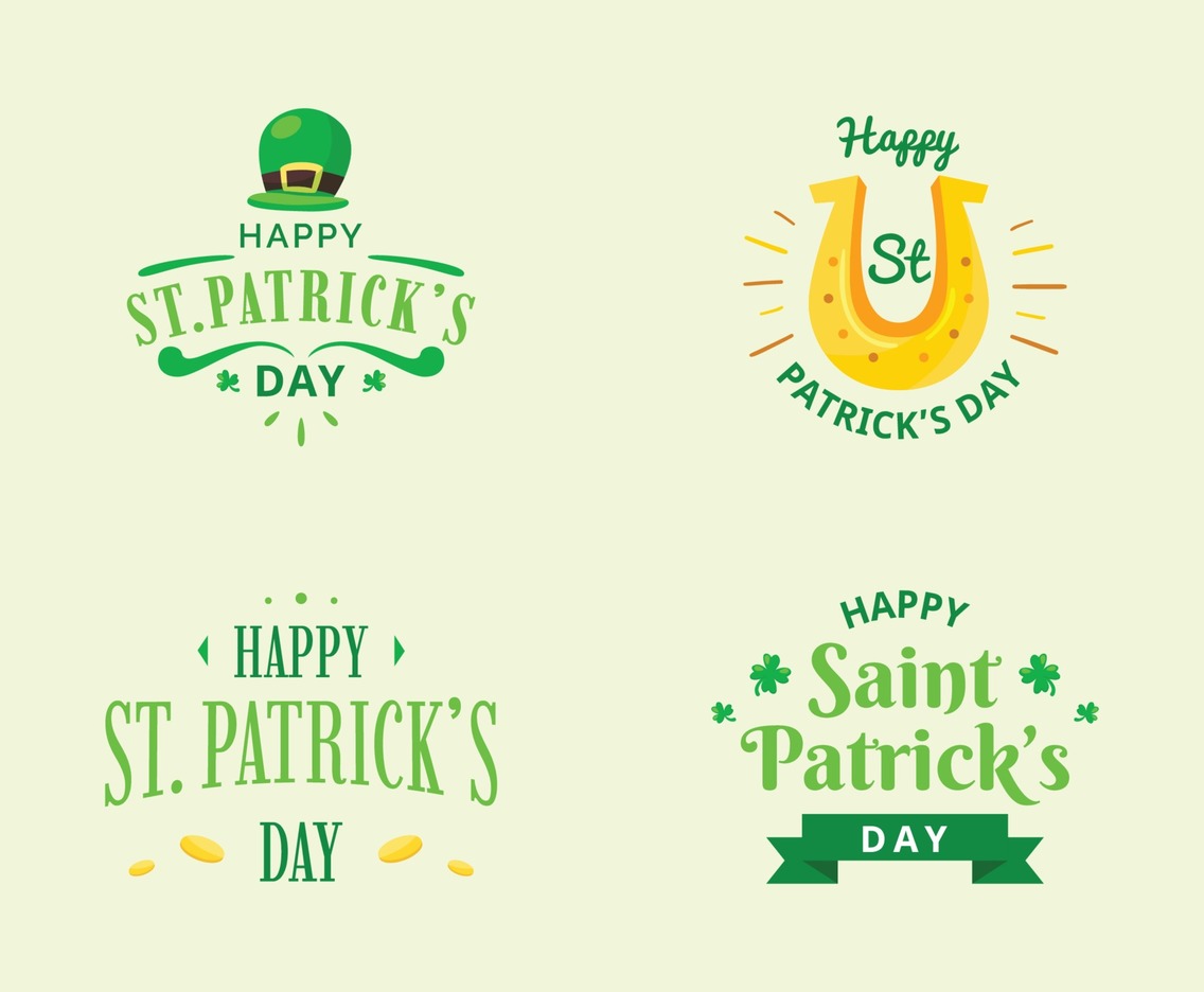 St. Patrick Day Labels Collection Set.