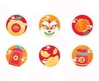 Happy Chinese New Year Cute Sticker Set.