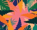 Colorful leaves poster background vector illustration. Exotic plants, branches, flowers and leaves art print for beauty and natural products, spa and wellness, fabric and fashion