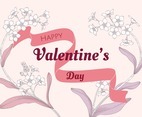 Hand drawn floral valentine's day background.