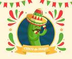 A Happy Cactus playing marakas to celebrate Cinco de Mayo