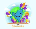 Happy kids hug the earth to celebrate Happy Earth Day