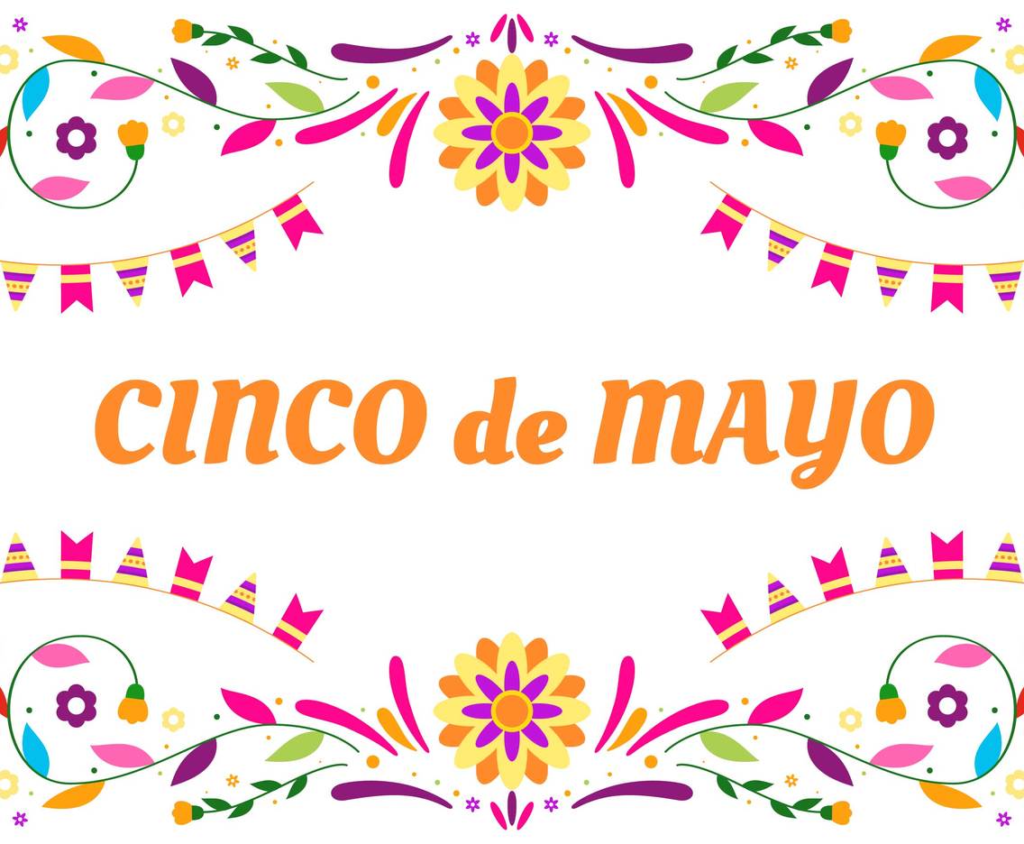 Colorfull Cinco de Mayo background with flower and flag