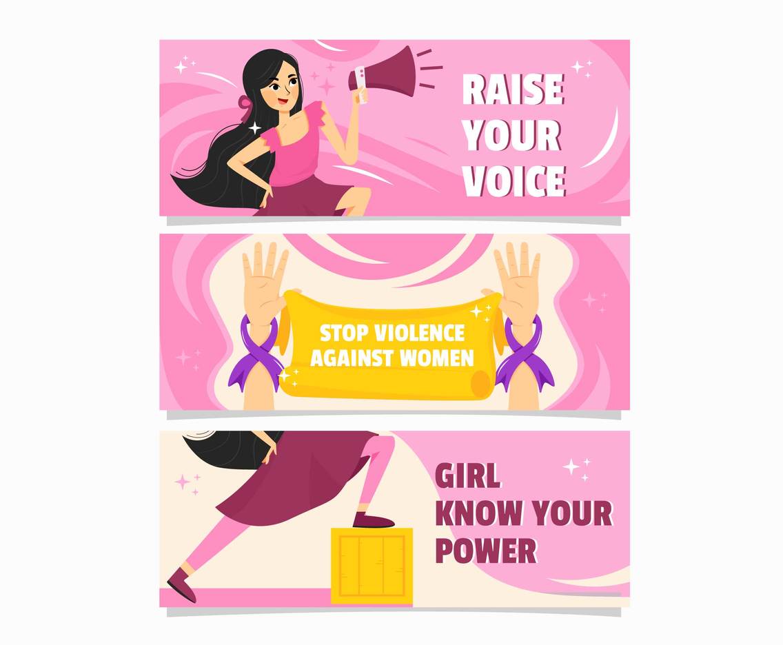 No Violence Against Women S Banner Collection Vector Art Graphics Freevector Com