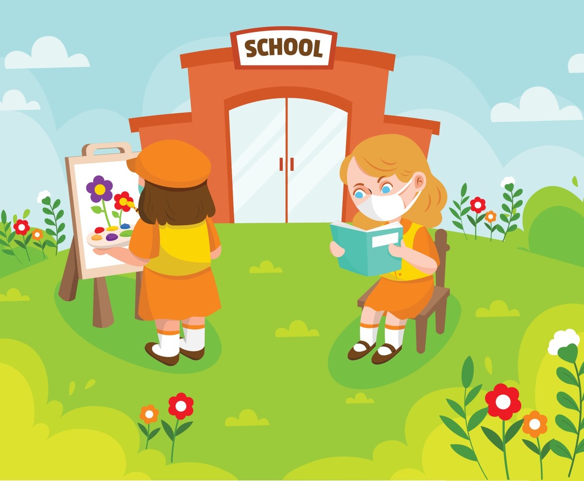 Student Activities On The School Yard Vector Art And Graphics