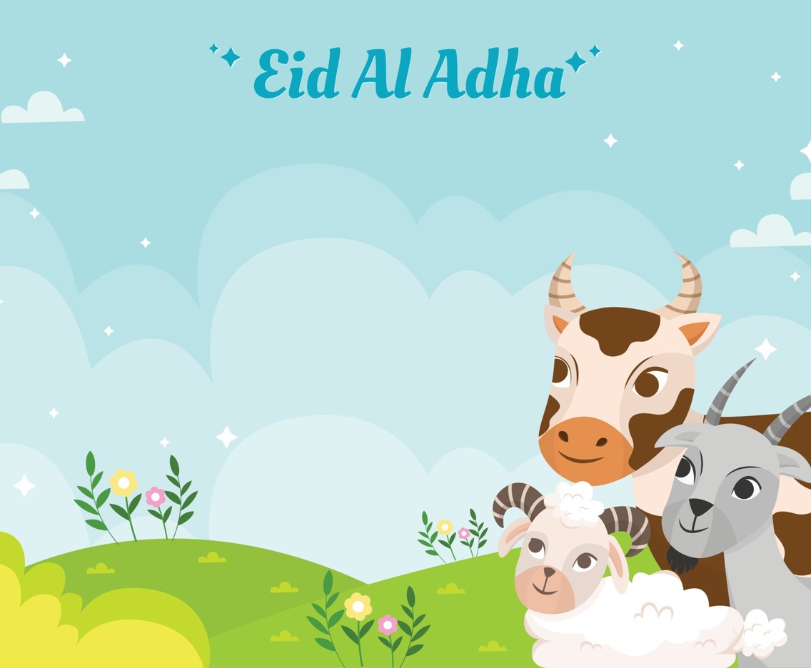 Eid Al Adha Background with 3 Types of Animals