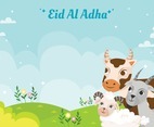 Eid Al Adha Background with 3 Types of Animals