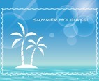 Vector summer background and frame with the ocean and clear blue sky