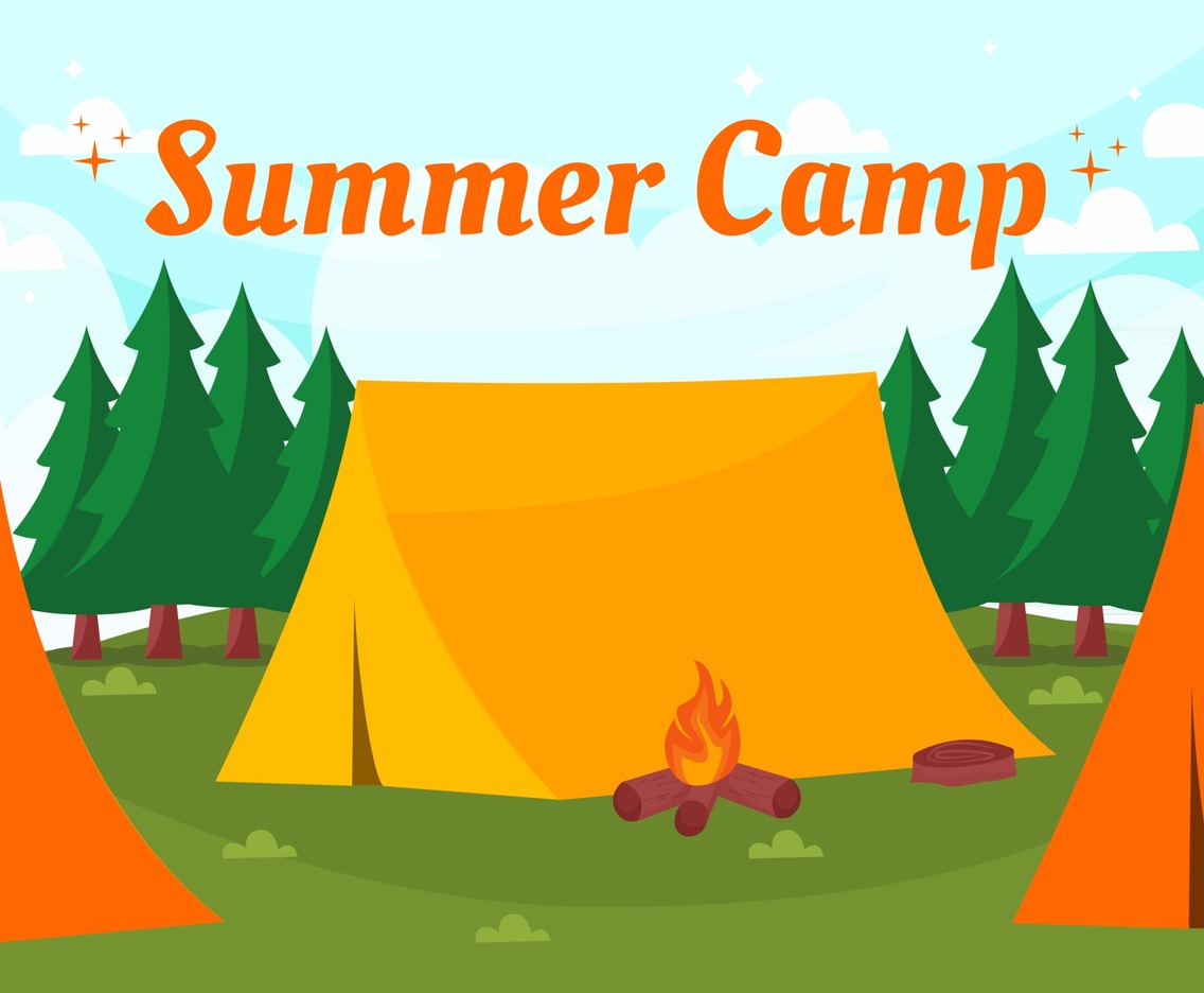 Summer Campsite with Bonfire