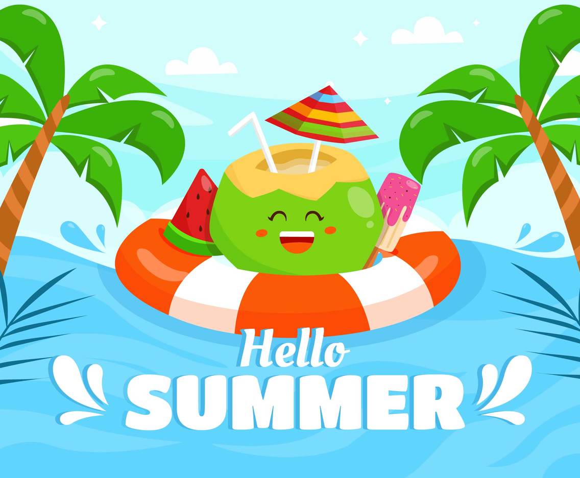 Coconut, Watermelon, and Ice Cream in Summer