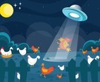 UFO Abducts Chickens on a Farm