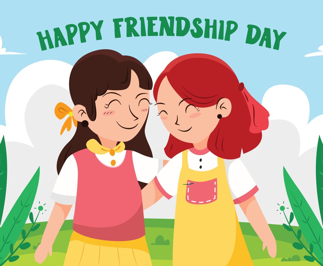 Two Girl Celebrate Friendship Day Together Vector Art & Graphics |  