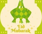 Eid Al Fitr Greeting Card With Ketupat