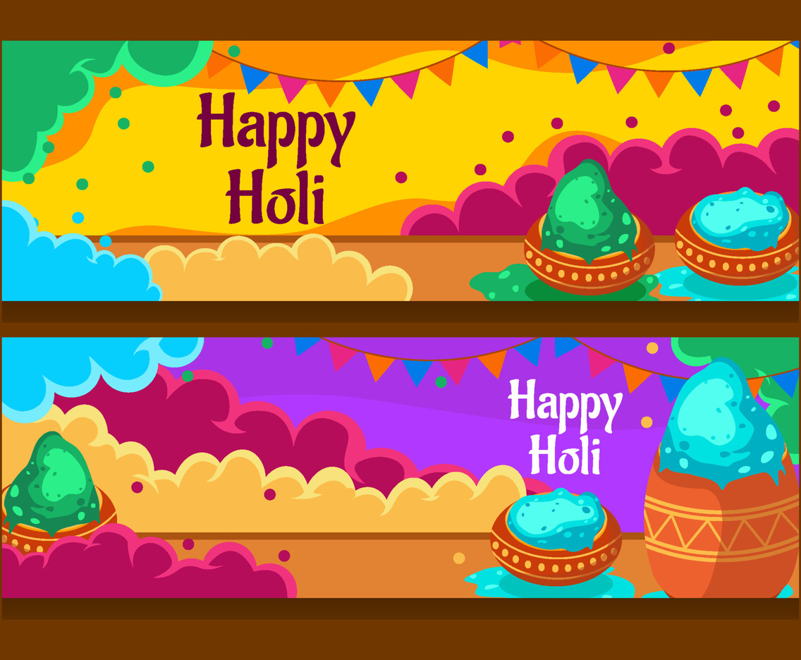 Holi Festival Banners Set
