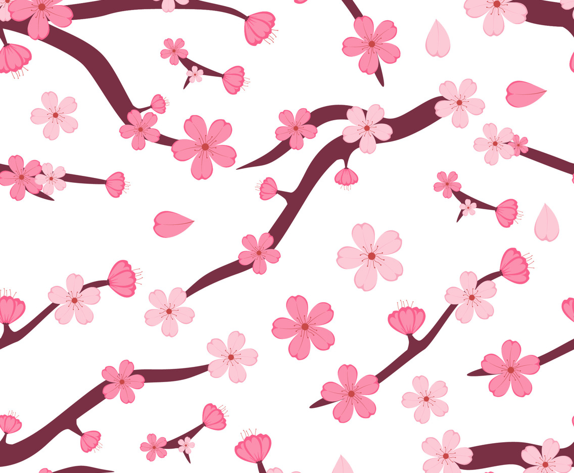 Seamless Pattern Spring Floral Cherry Blossom Vector Art