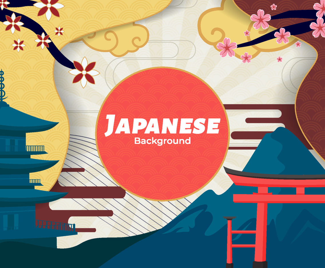 Japanese Style Element Background Vector Art & Graphics 