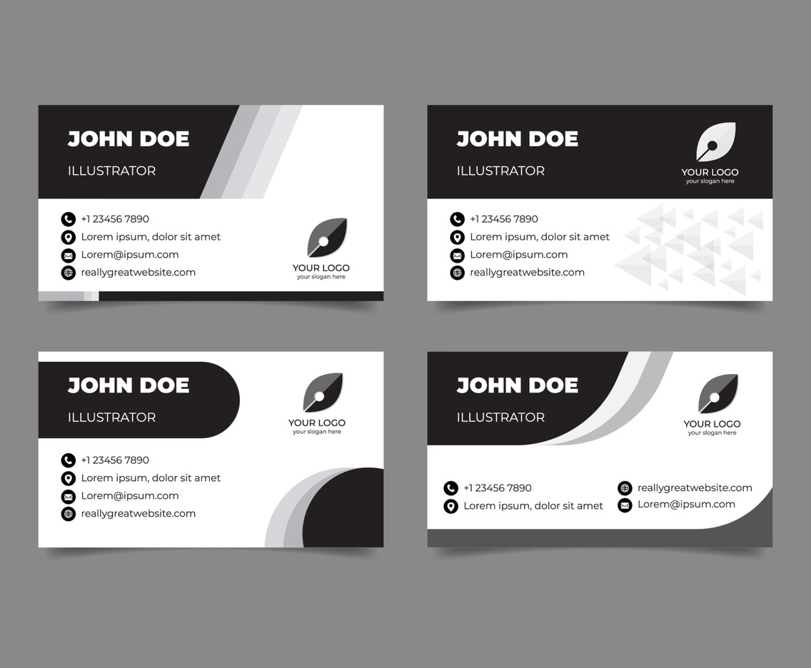 Set of Monochromatic Business Card Template