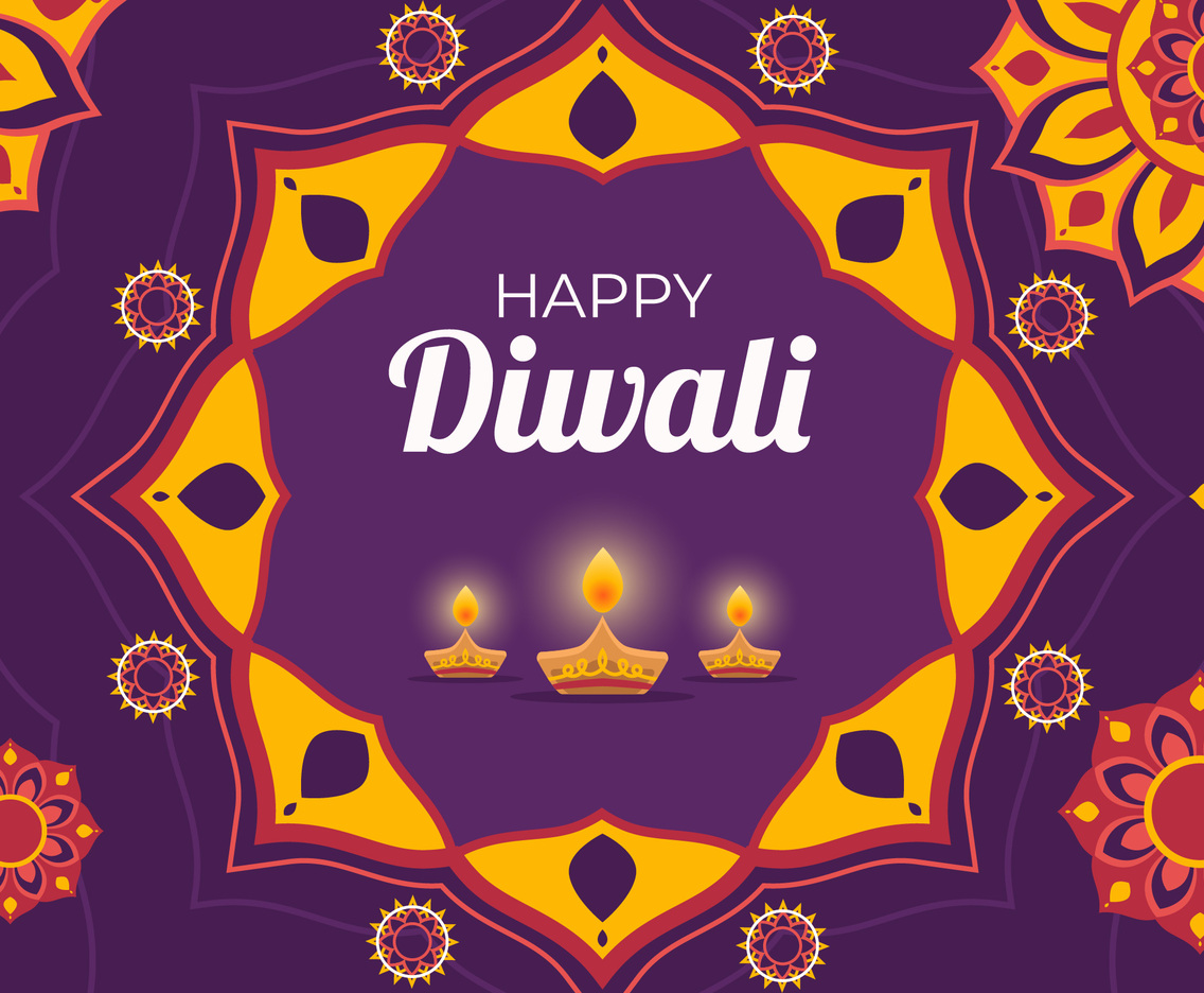 Diwali Background With Diya And Rangoli Ornament