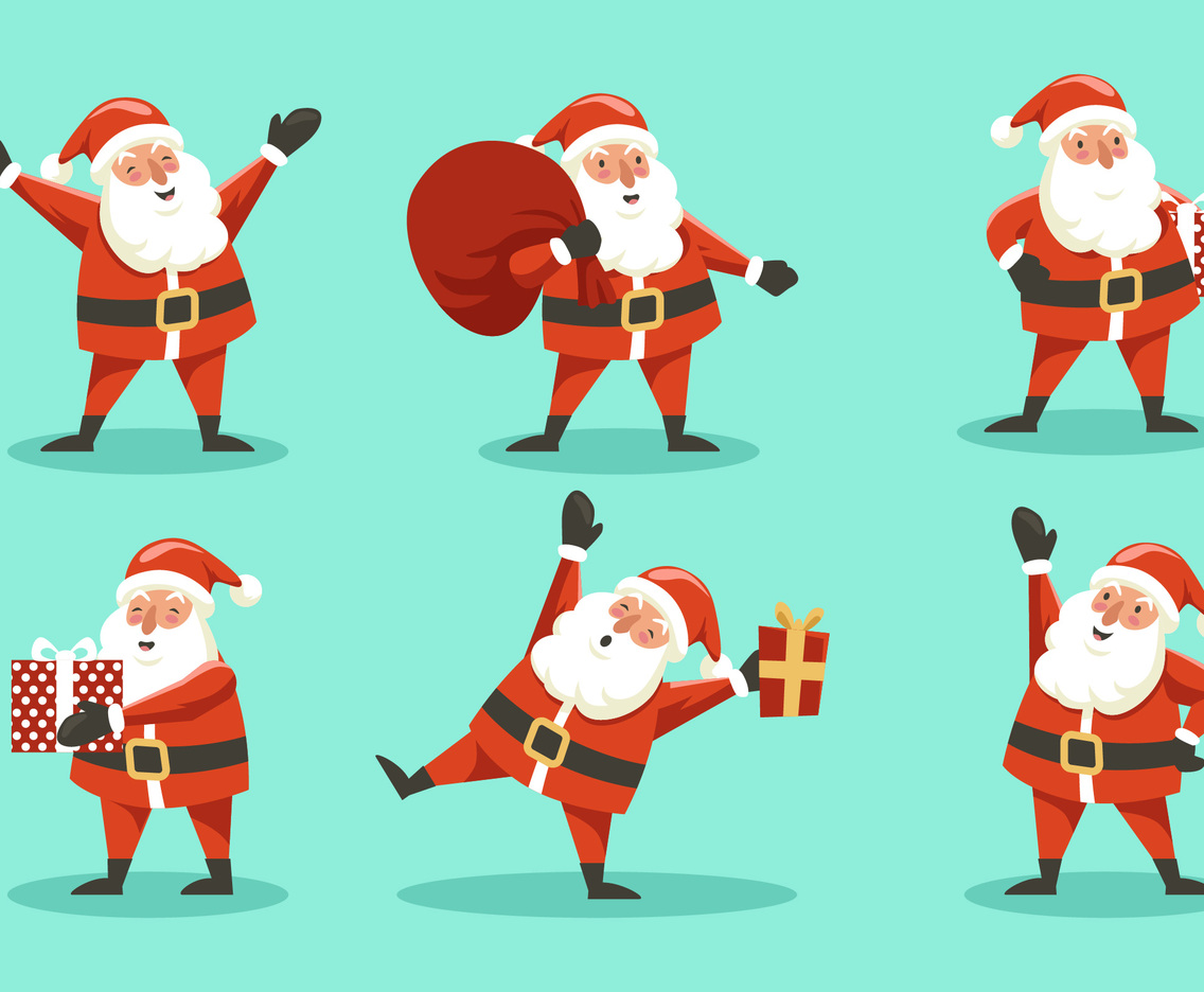 Cheerful Santa Delivering Presents