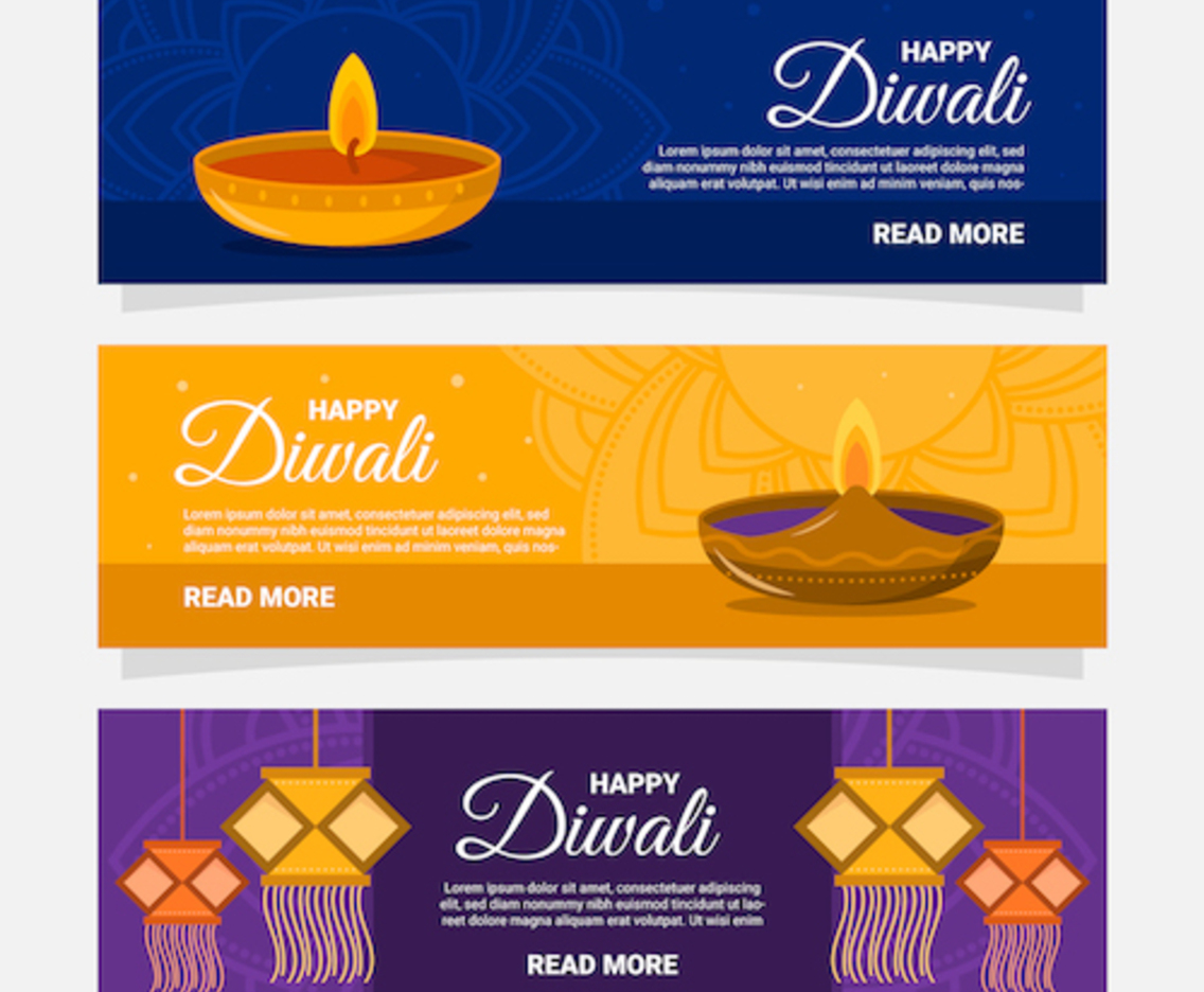 Colorful Happy Diwali Banner Collection
