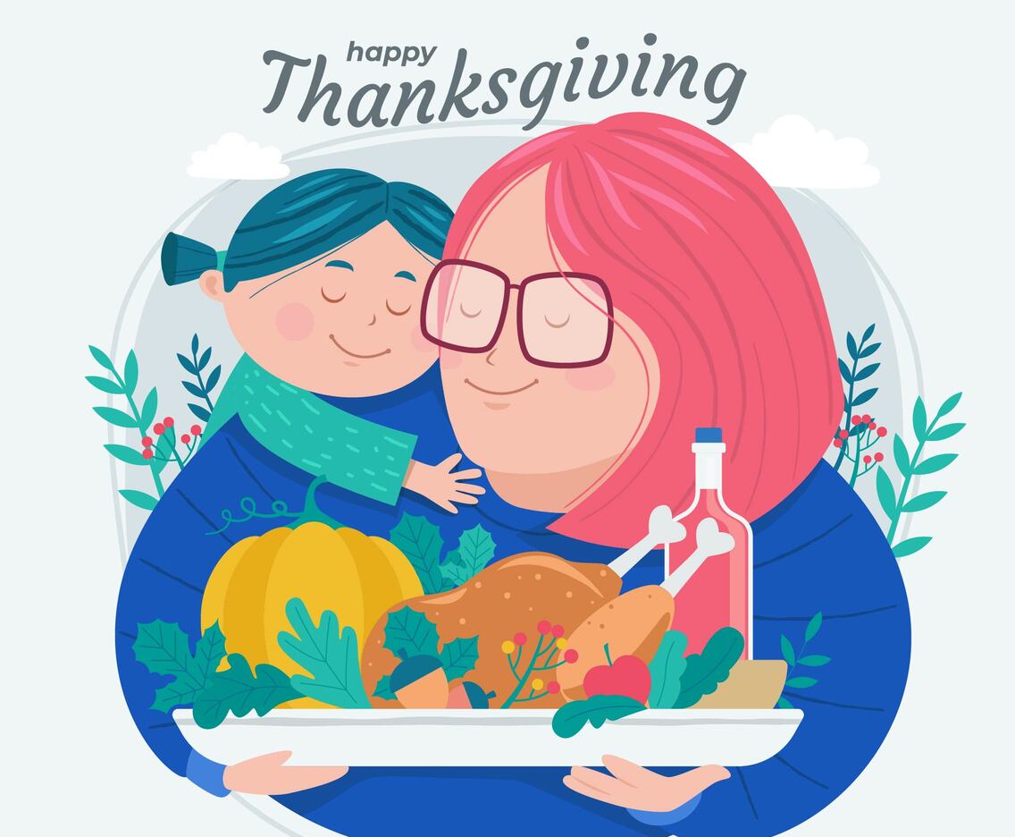 Mother and Child Celebrating Thanksgiving Day
