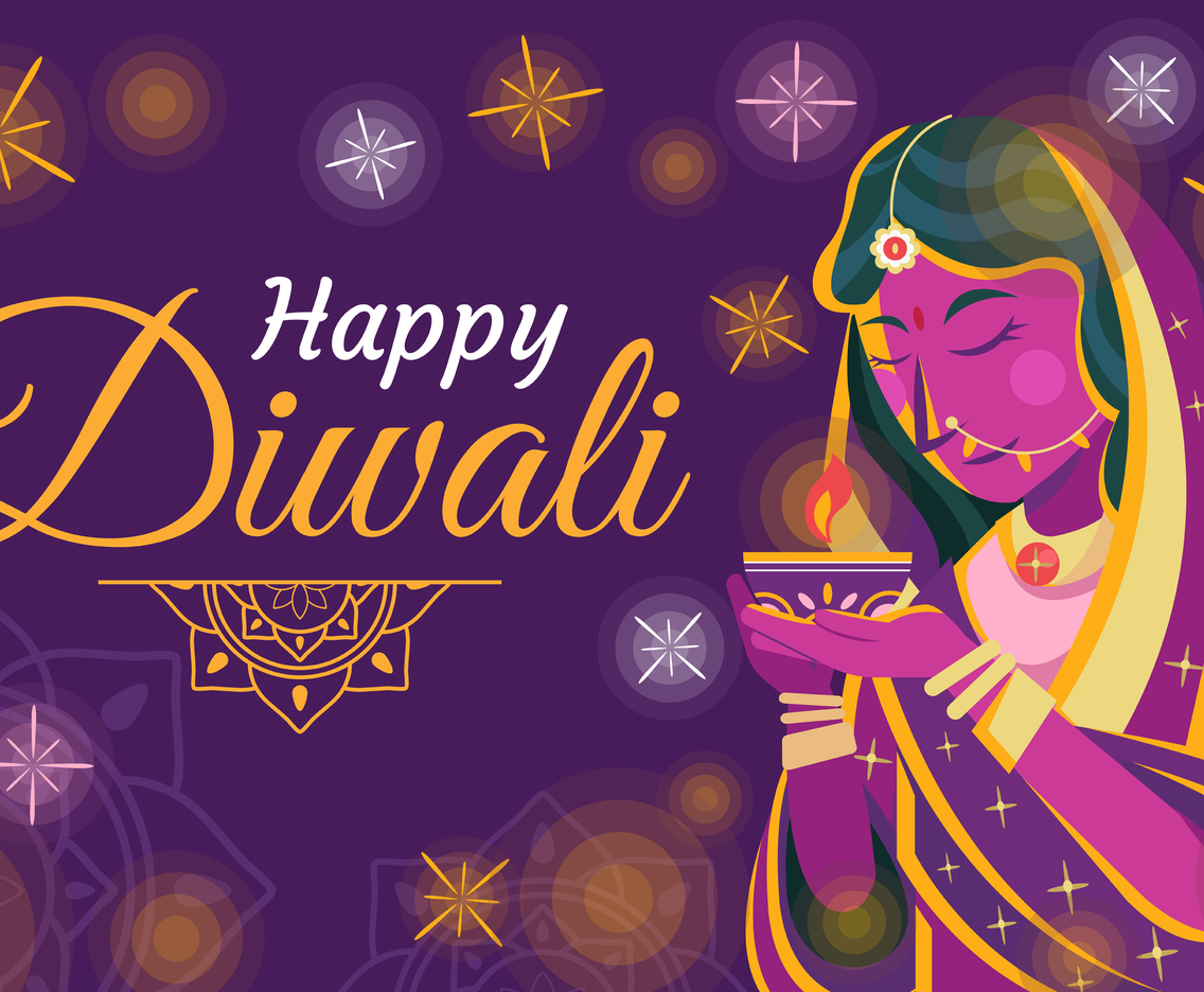 Serene Woman Holding Diya for Diwali Celebration