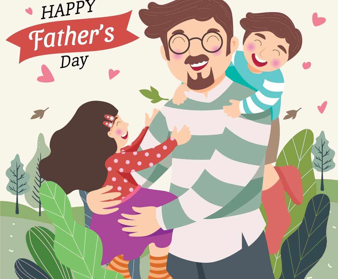 A Father and Two Children Celebrating Father's Day