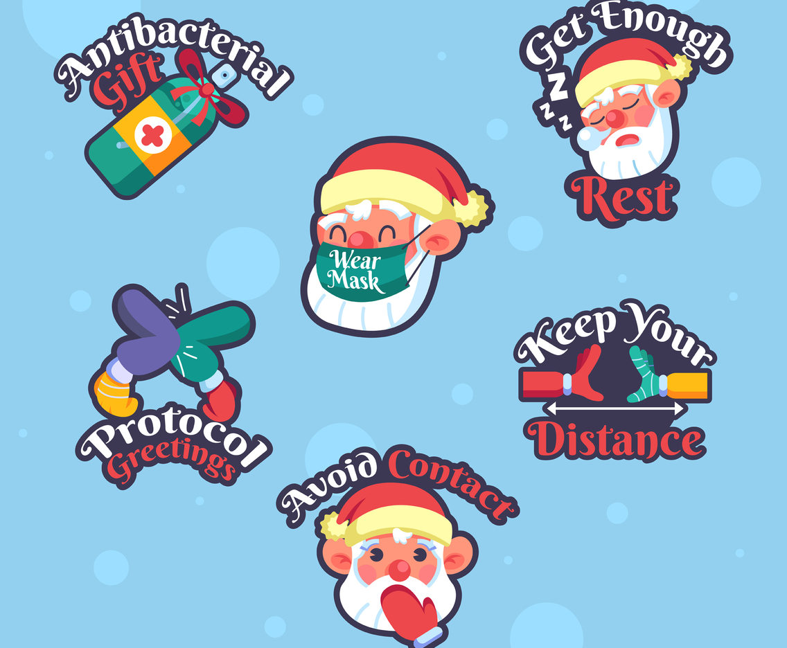 Sticker Pack of Santa and Christmas with Protocol