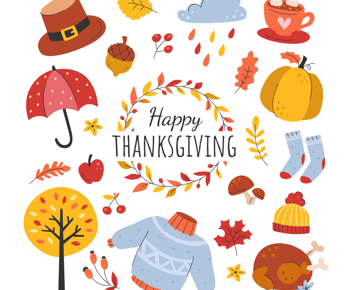 Happy Thanksgiving and Fall Icon Set