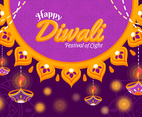 Diwali Festival Light with Purple Background