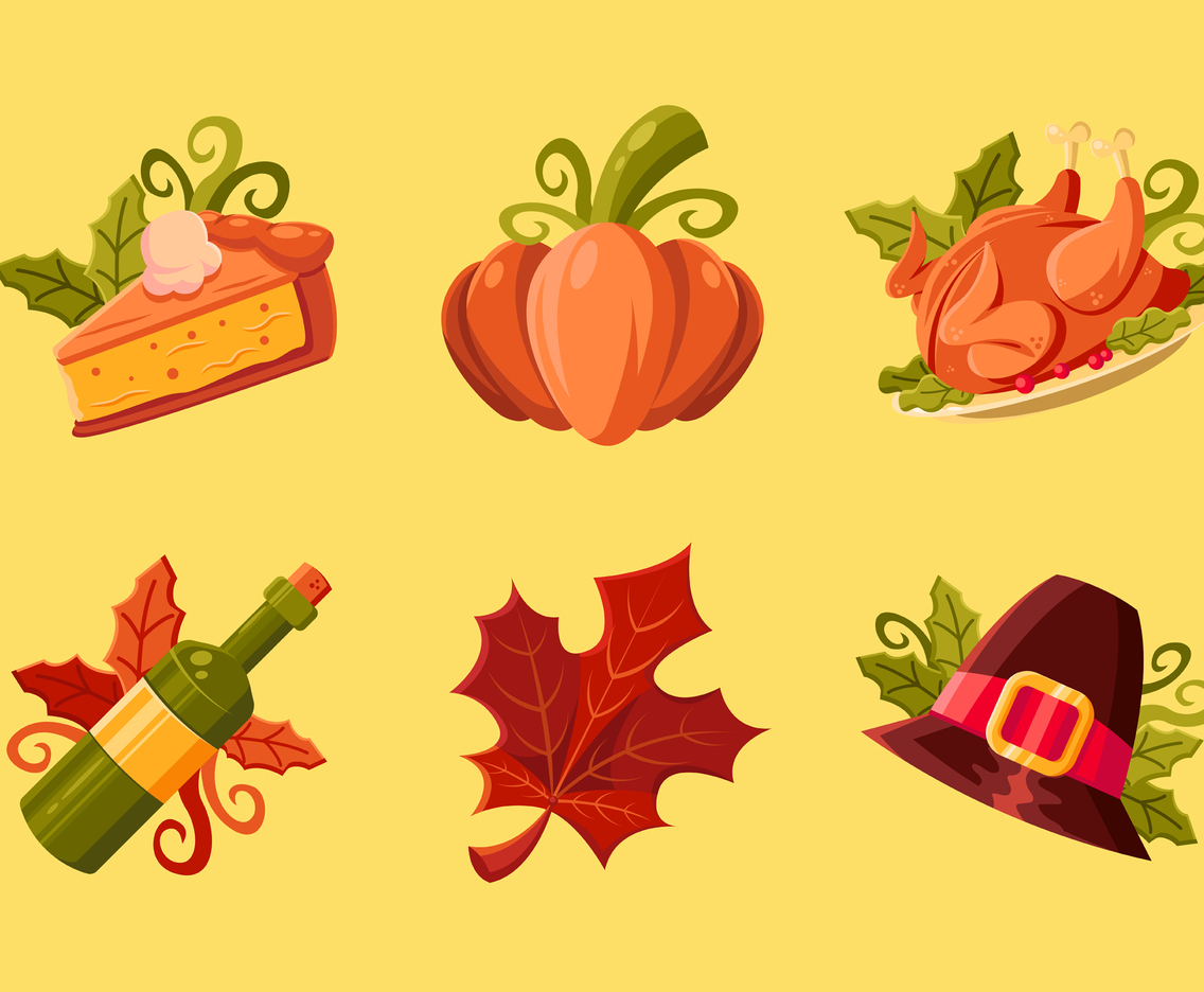 Icons Pack for Thanksgiving with Eye-Catching Color