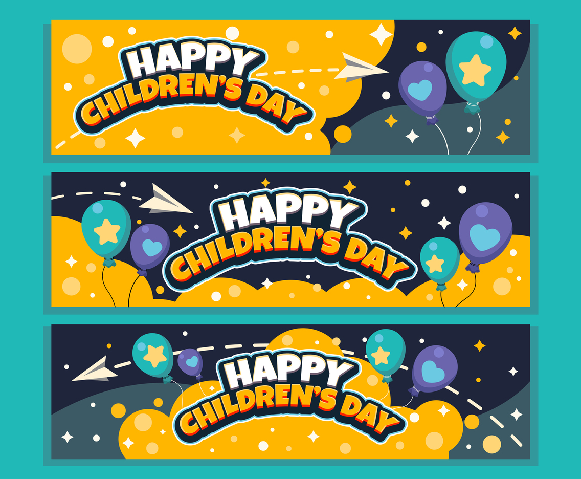 Yellow Banner for Celebrating Children's Day