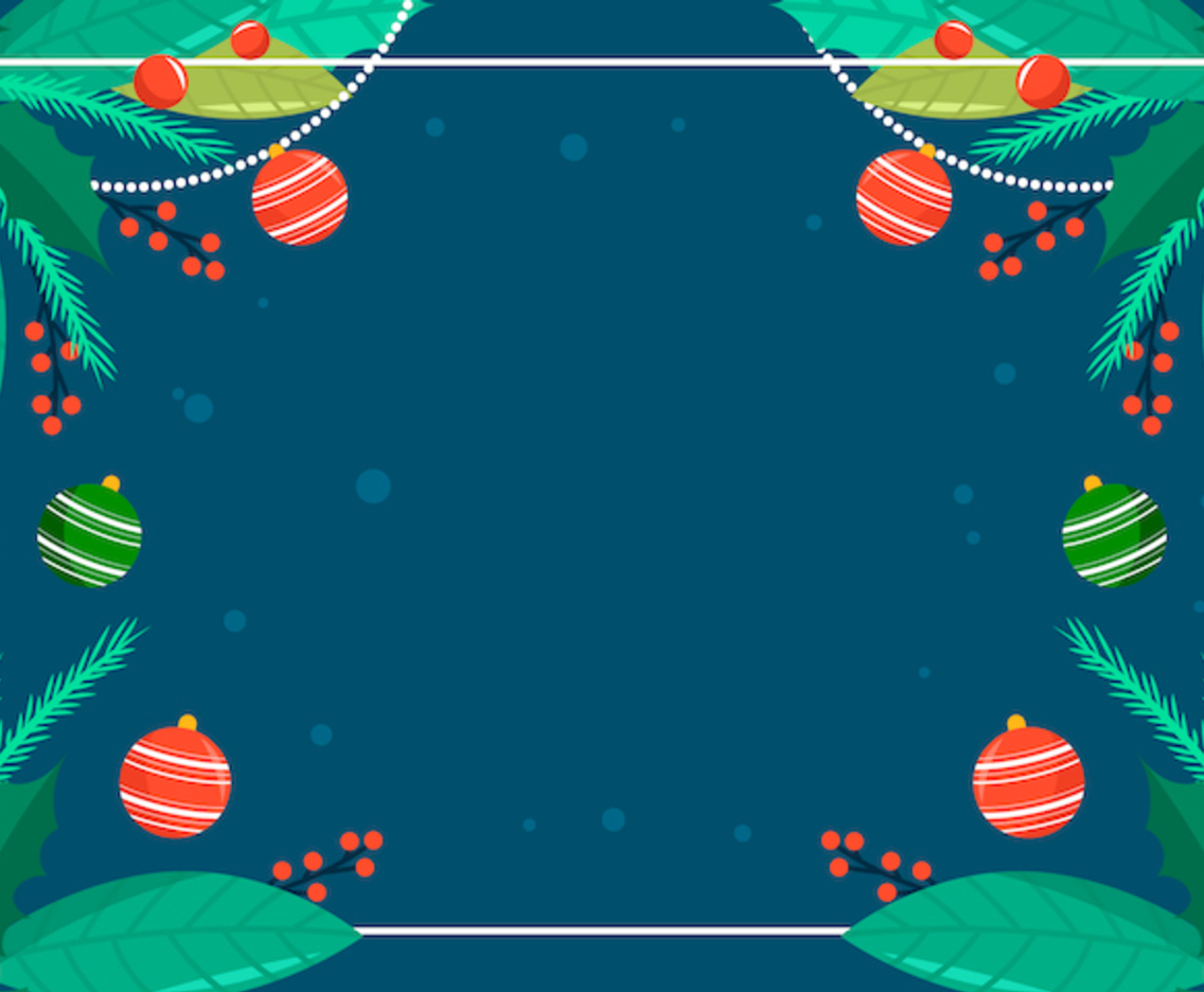 Colorful Christmas leaves and Ornaments Background