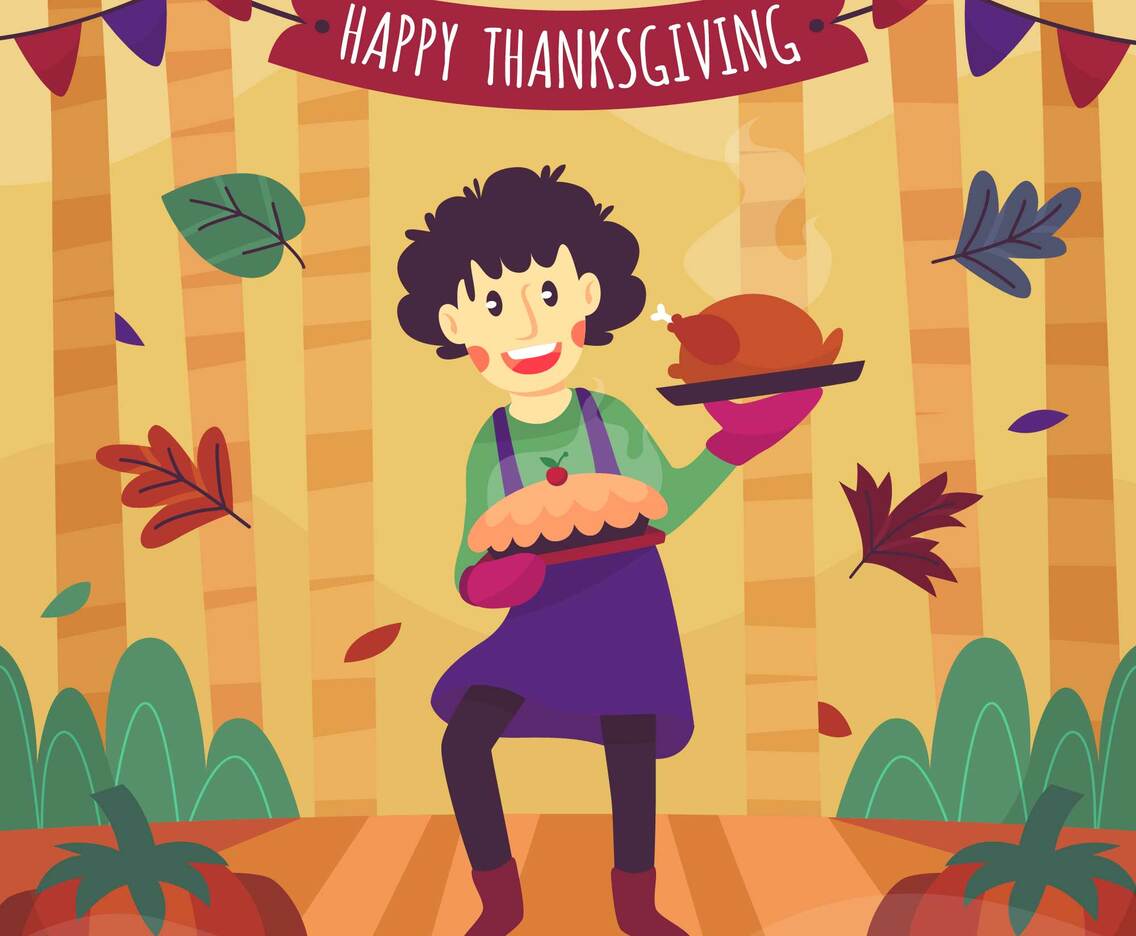 Happy Man Serve Thanksgiving Menu
