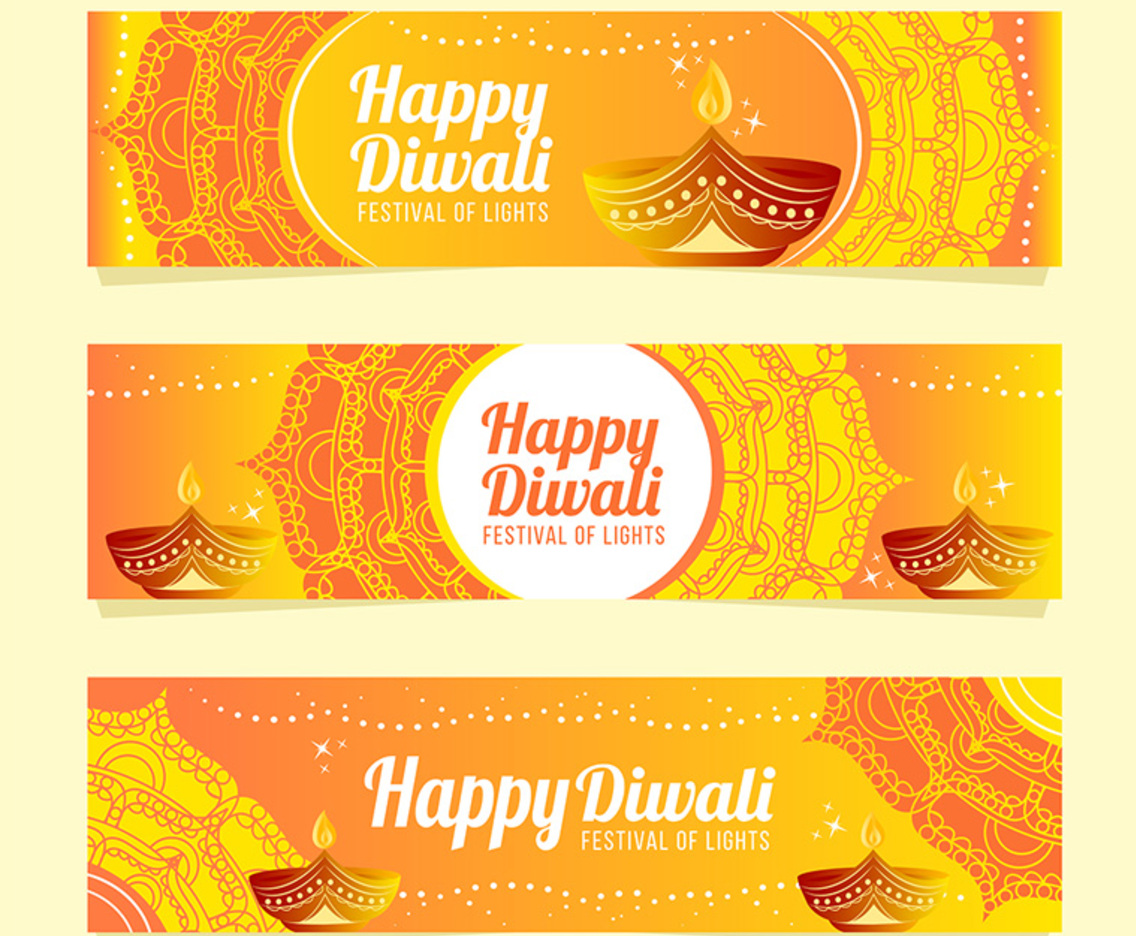 Gold Diwali Festival Banner Templates