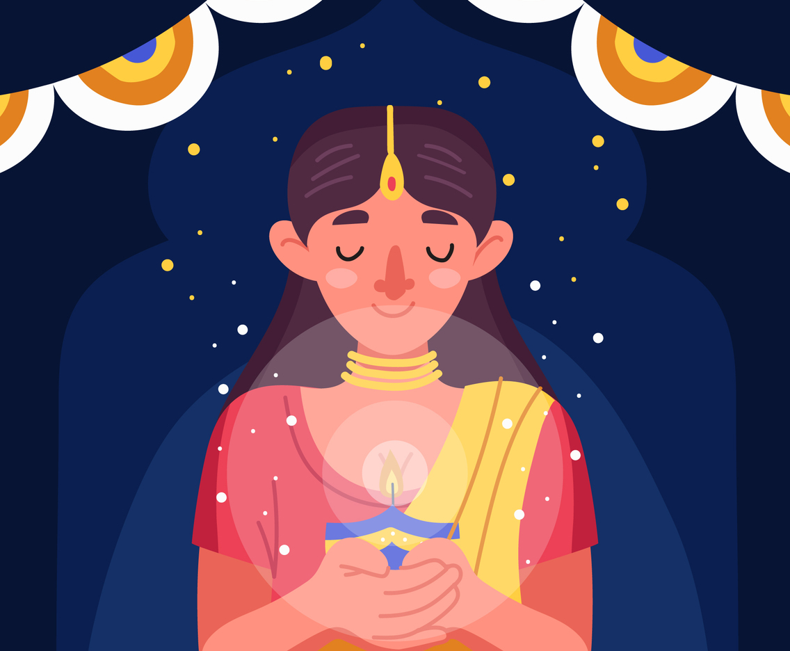 Woman Holding Oil Lamp