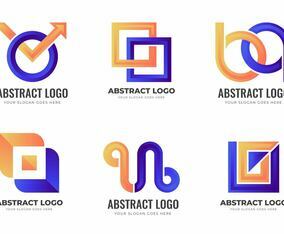 Orange and Blue Abstract Logo Collection