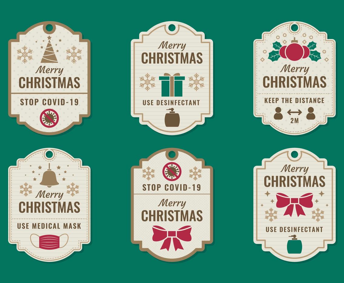Christmas Label With Coronavirus Warning