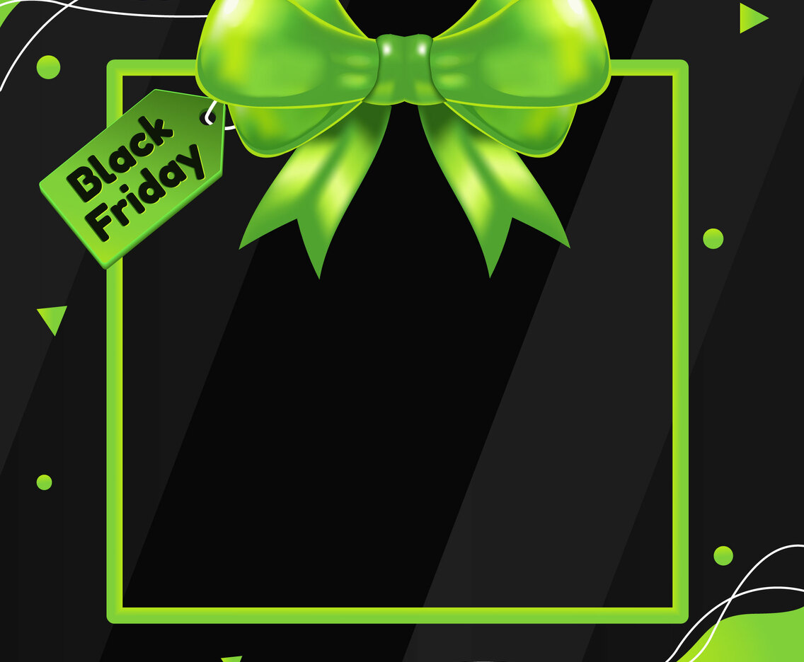 Black Friday Background with Green Ribbon