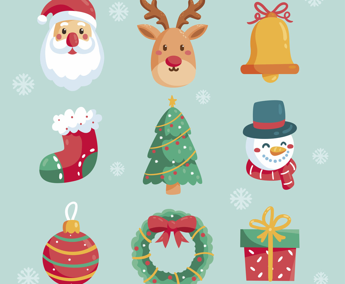 Cute Christmas Icons Set