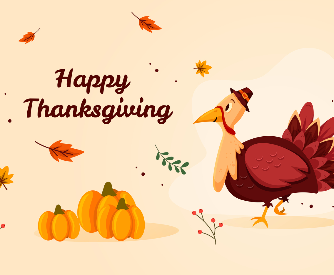 Turkey With a Hat on Thanksgiving Day