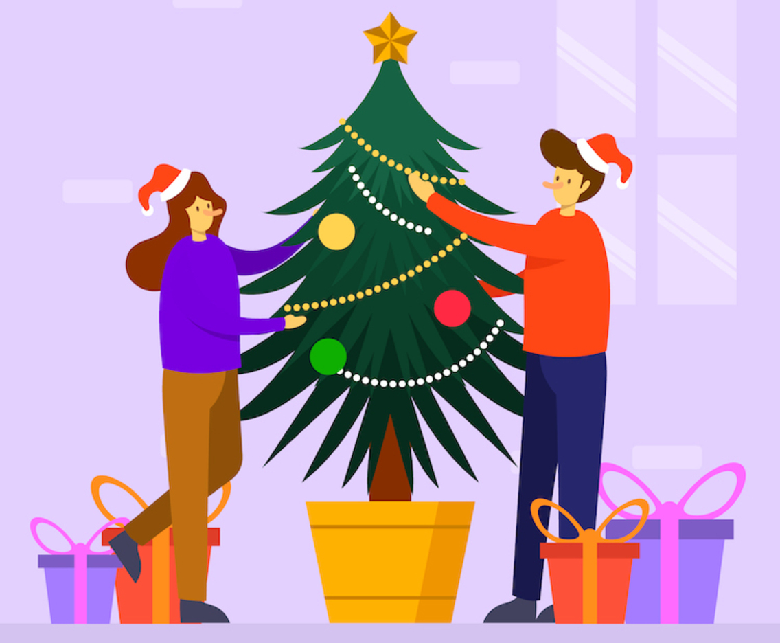 Couple Celebrate Christmas Festivity