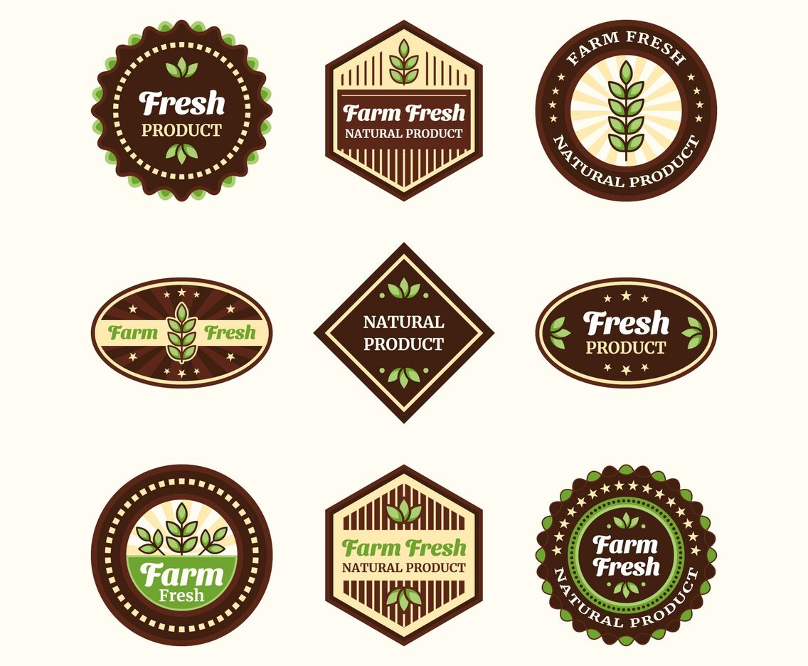 Farm Fresh Natural Product Vintage Logo Set