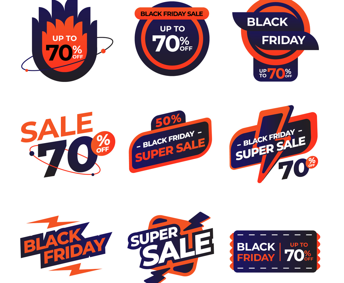 Black Friday Sale Label in Blue and red