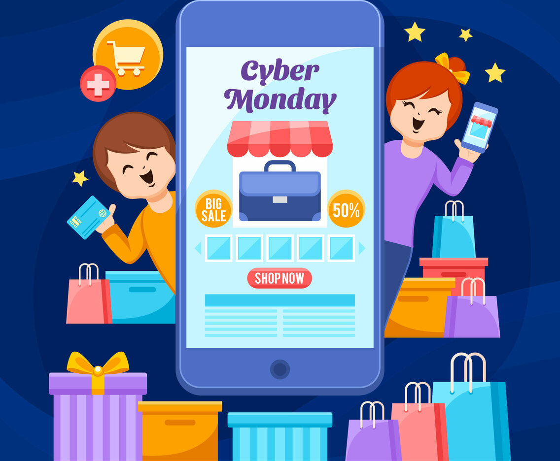 Joyful Customers Shop on Cyber Monday Big Sale