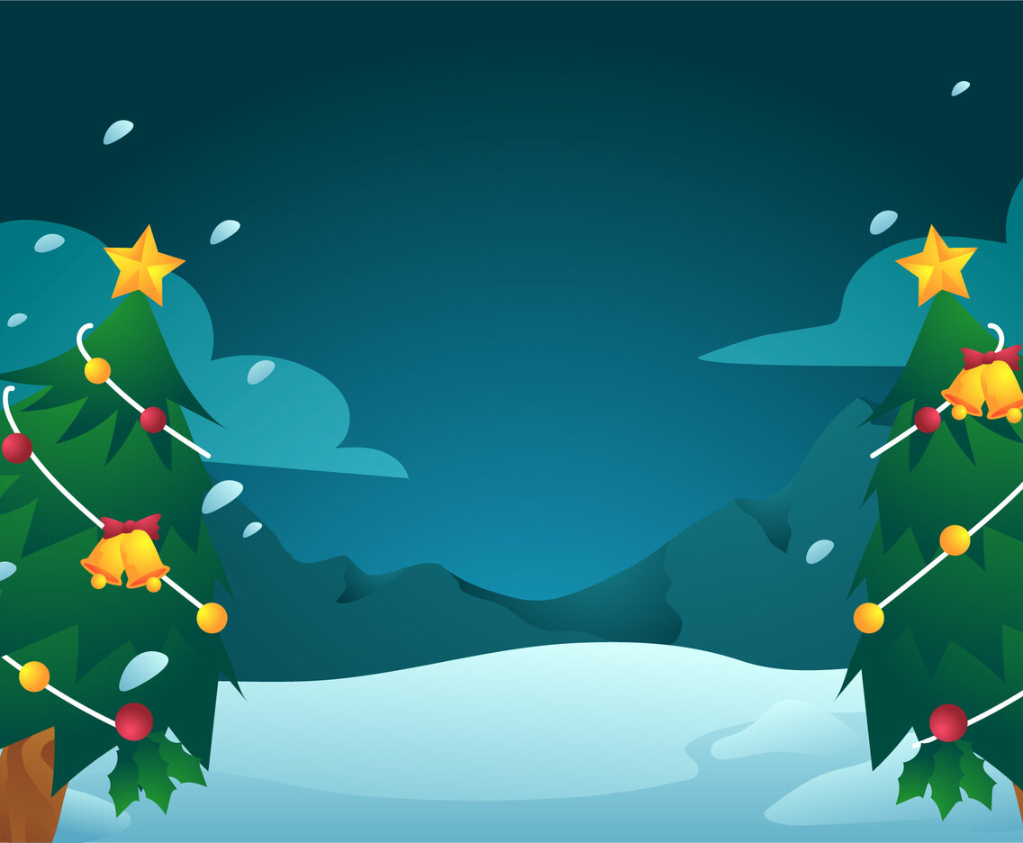 Christmas Tree Background on Snowy Field